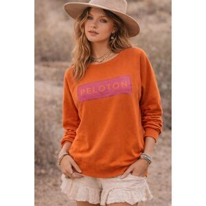 Peloton Logo Crewneck Sweatshirt Burnt Orange Purple Graphic Athleisure Top M